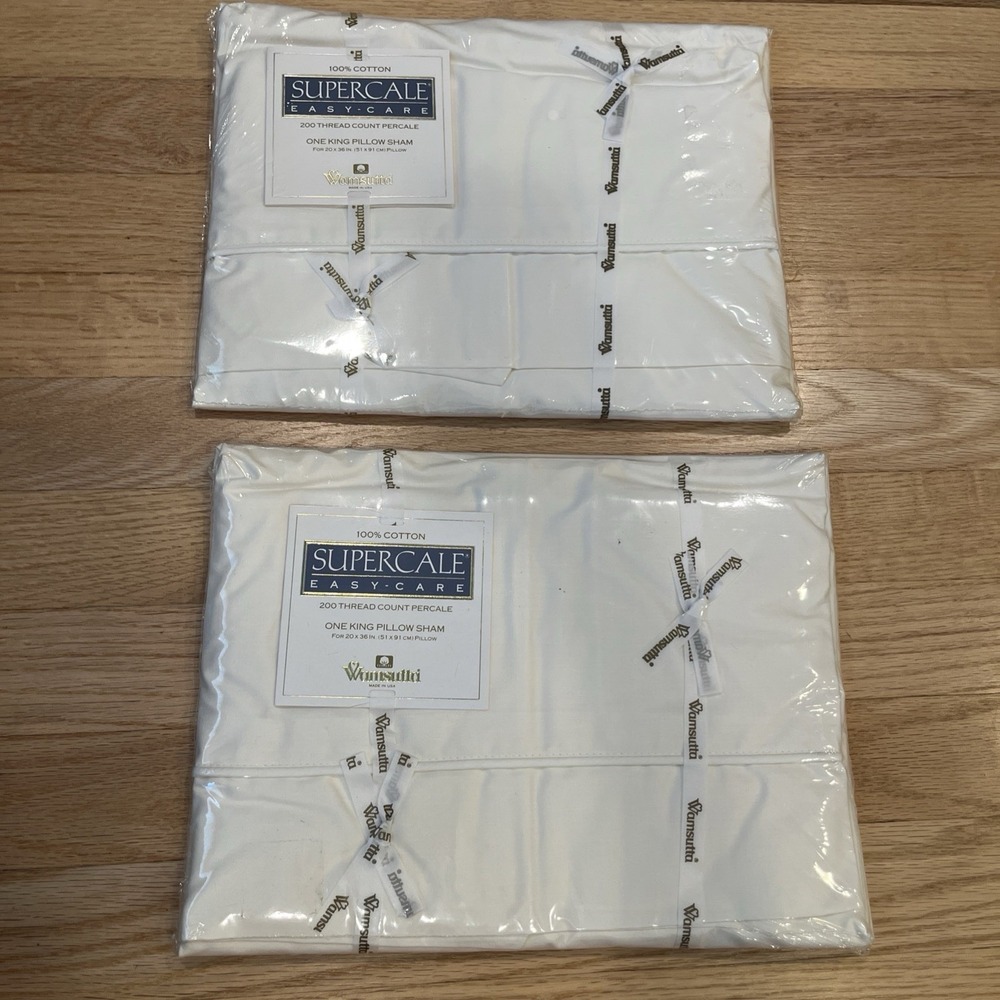 2X Vtg Wamsutta King Pillow Sham Supercale 200 TC Ivory